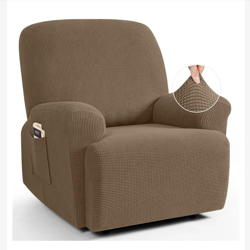 Oversized Recliner Slipcover Furniture Protector Jacquard Pattern-Brown